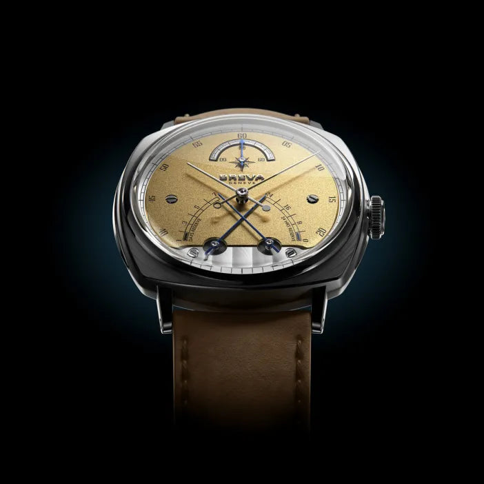 Breva Desaxe Meridian Gold watch
